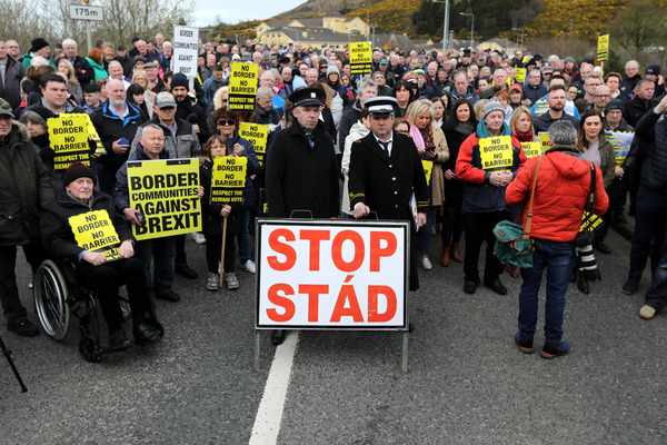 Border Communities protest against a hard Brexit border
